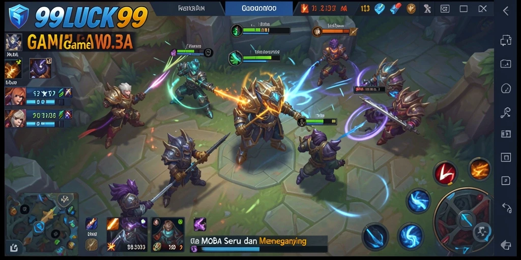 Screenshot gameplay 99LUCK99 yang menampilkan aksi seru di arena MOBA.