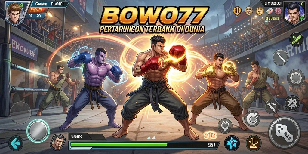 Screenshot dari gameplay seru <strong>BOWO77</strong> yang penuh aksi pertarungan.
