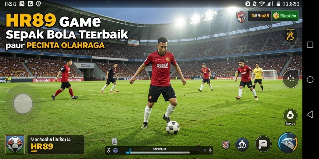 Screenshot HR89 menunjukkan aksi seru dalam permainan sepak bola.