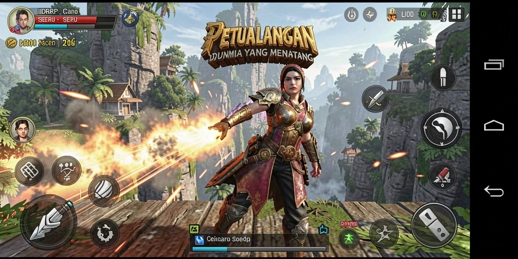 Tampilan gameplay IDRRP menampilkan karakter menjelajahi dunia petualangan yang menantang.