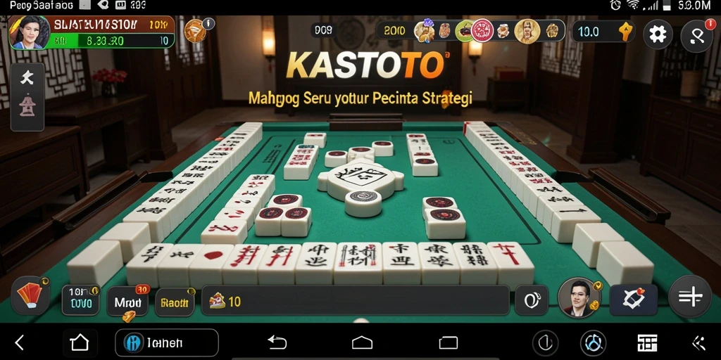 Tampilan gameplay KASTOTO yang menarik dengan ubin-ubin Mahjong.