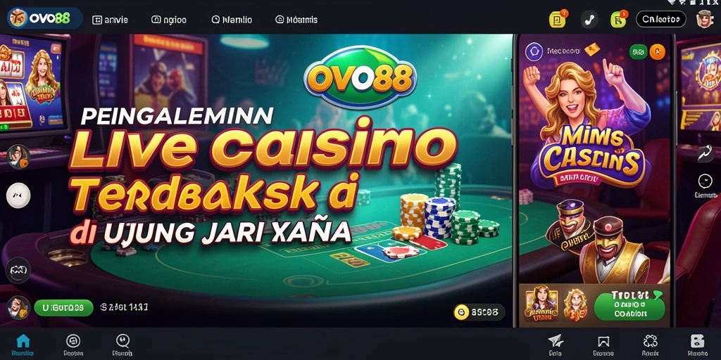 Screenshot OVO88 menampilkan dealer langsung dalam aksi bermain Live Casino.