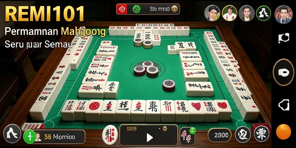 Gameplay seru Mahjong di REMI101, penuh tantangan dan strategi.
