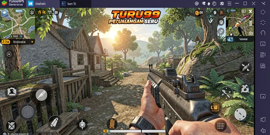 Tampilan gameplay aksi mendebarkan dalam TURU99.